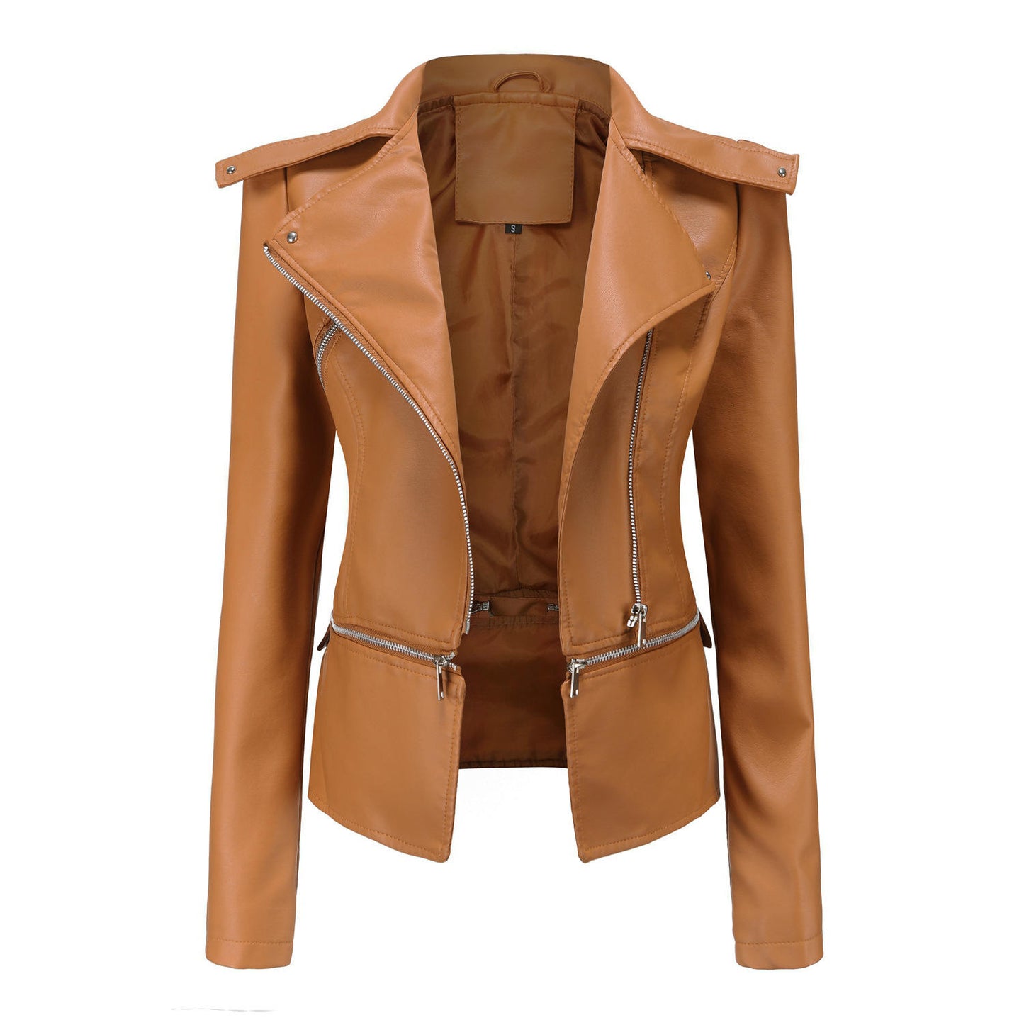 Women's soft leather jacket with detachable hem in cropped style