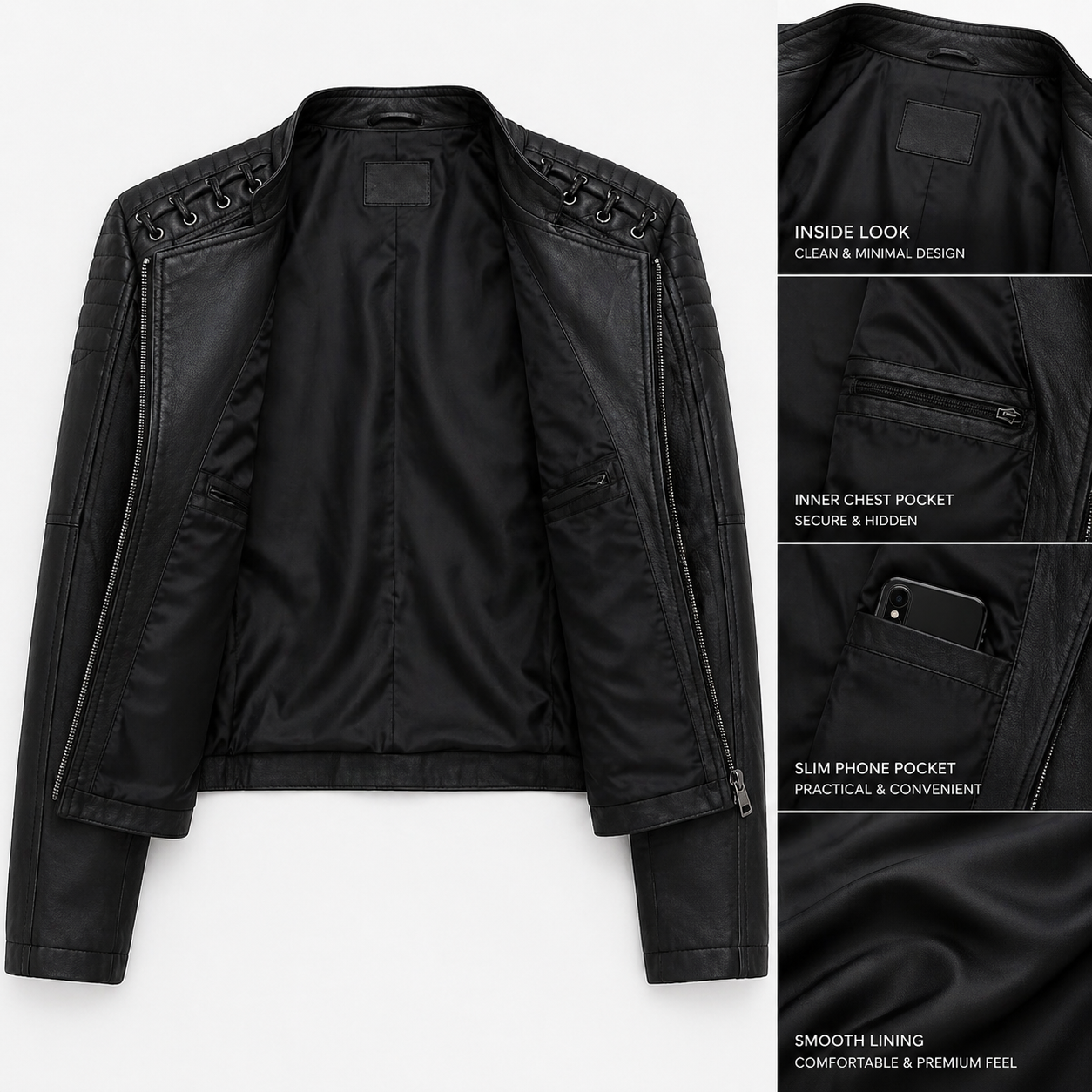 Women's nappa leather jacket – worn front view