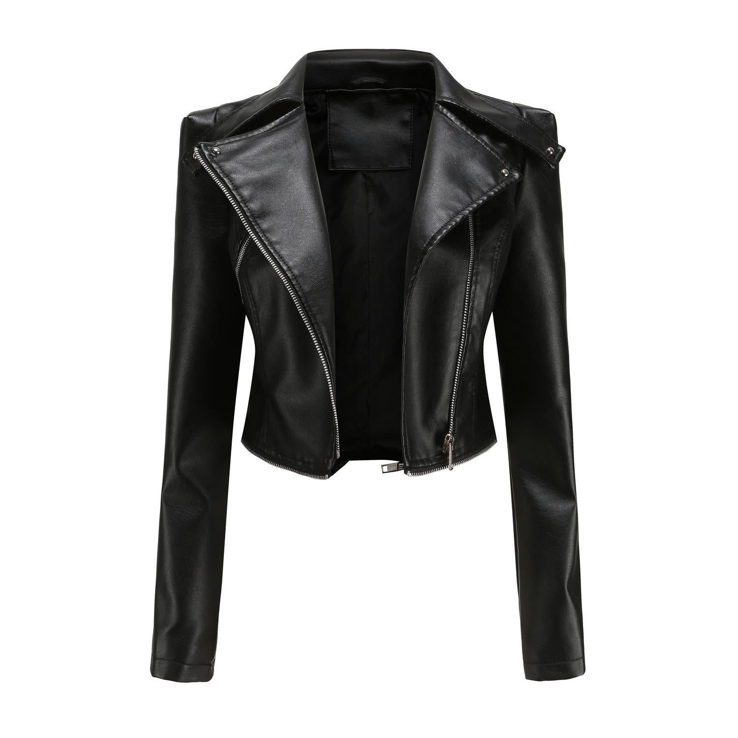 Close-up of rivet decoration on women's genuine soft leather quilted jacket – Like Leather