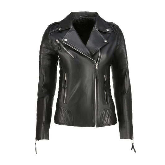 Black leather jacket with zippers on a white background
