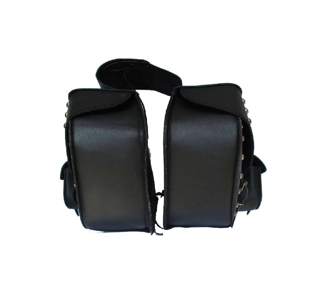 Black leather harness on a white background