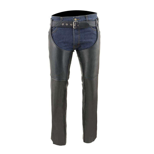 Denim and leather pants on