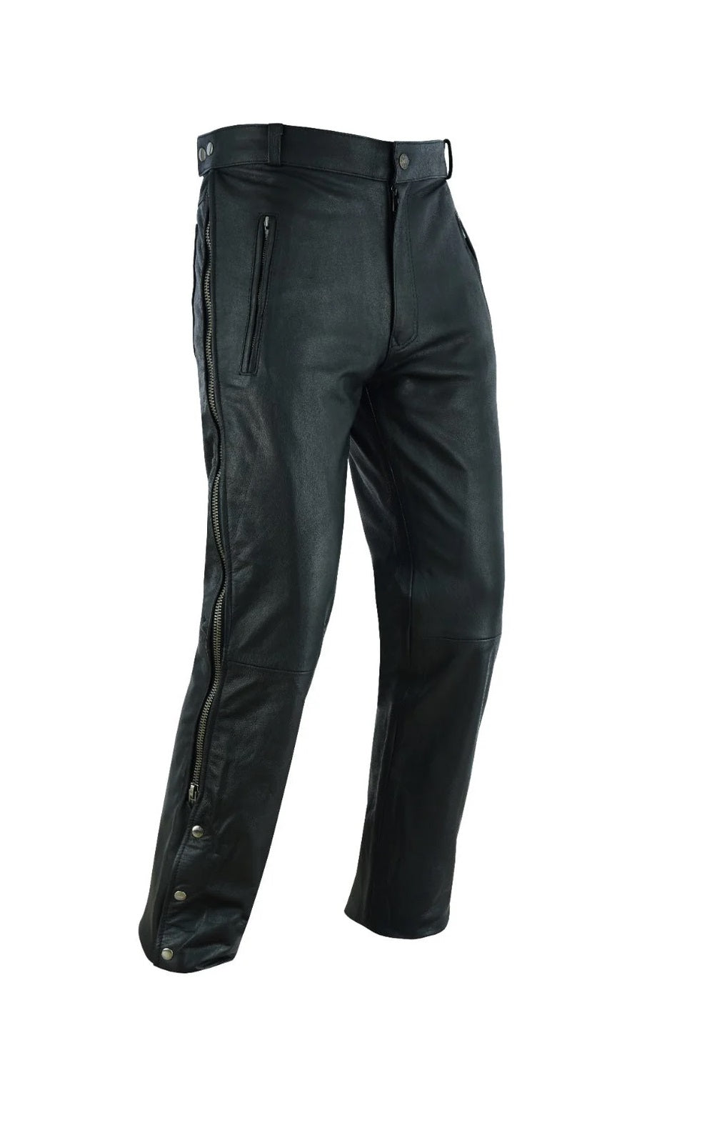 side view of leather pants