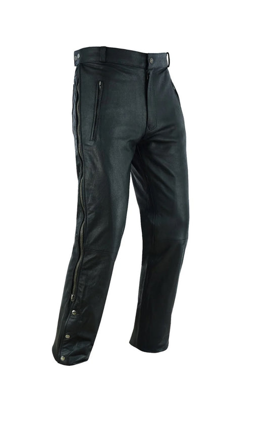 side view of leather pants