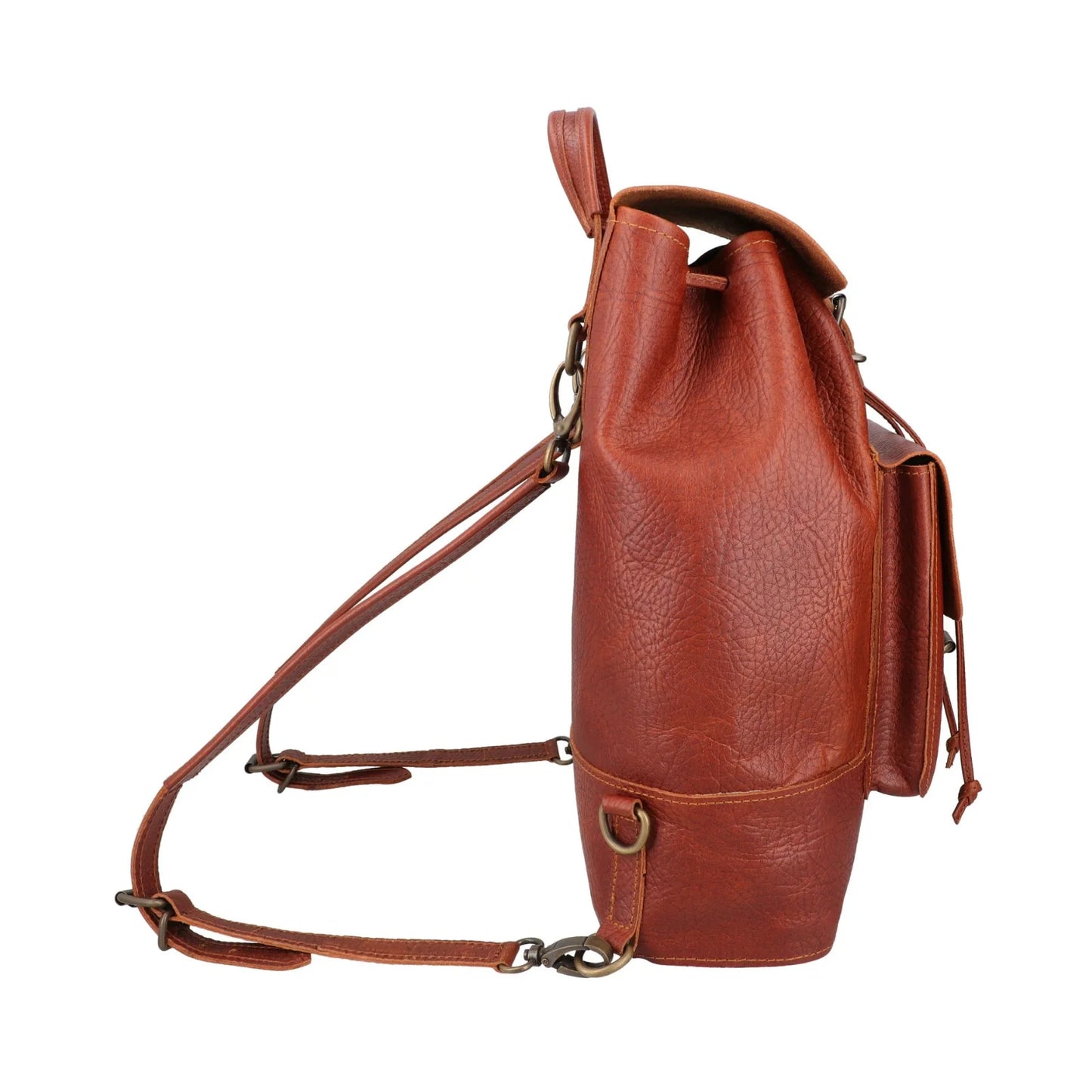 Rust Brown Leather Drifter Backpack | Vegetable-Tanned Buffalo Hide