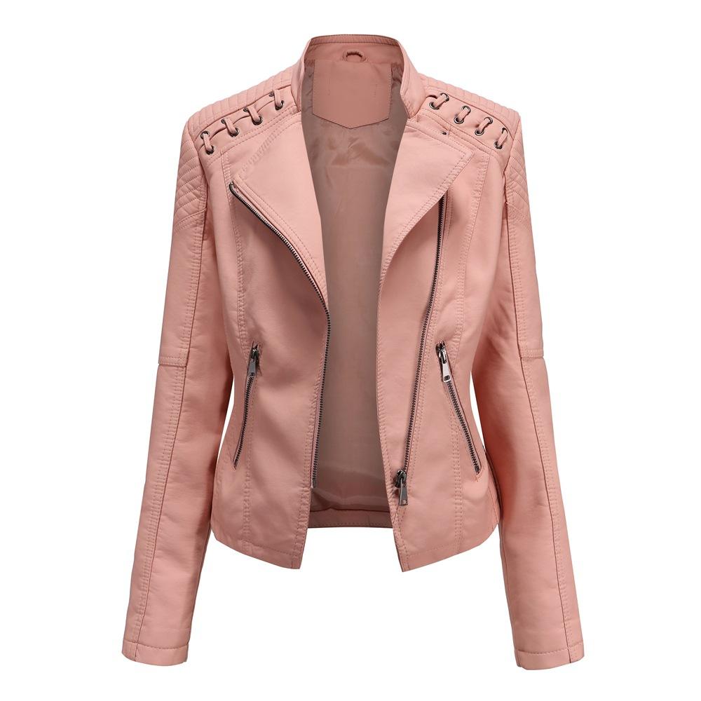 Women's nappa leather jacket – close-up of zip