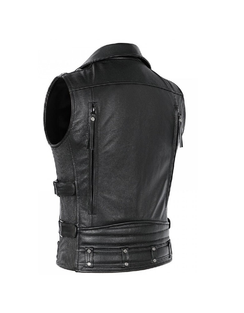 Black leather vest