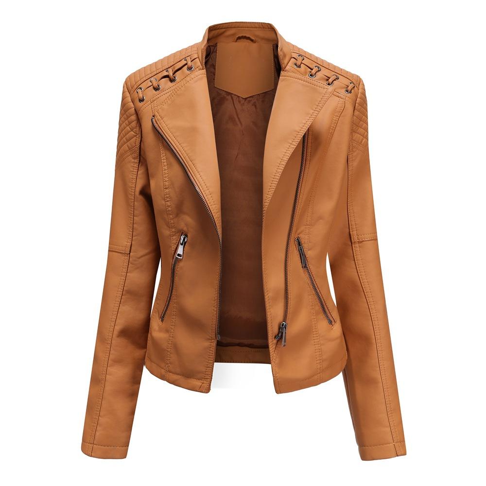 Women's nappa leather jacket – close-up of collar