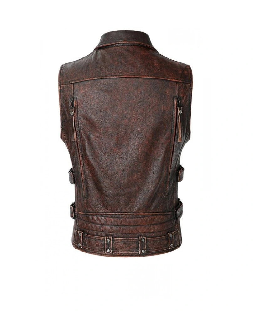 Rustler Distressed Leather Vest