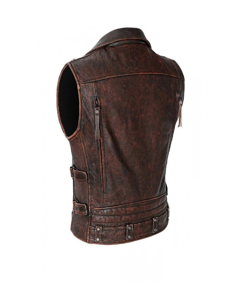 Rustler Distressed Leather Vest