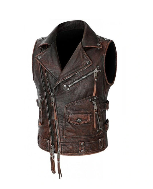 Rustler Distressed Leather Vest