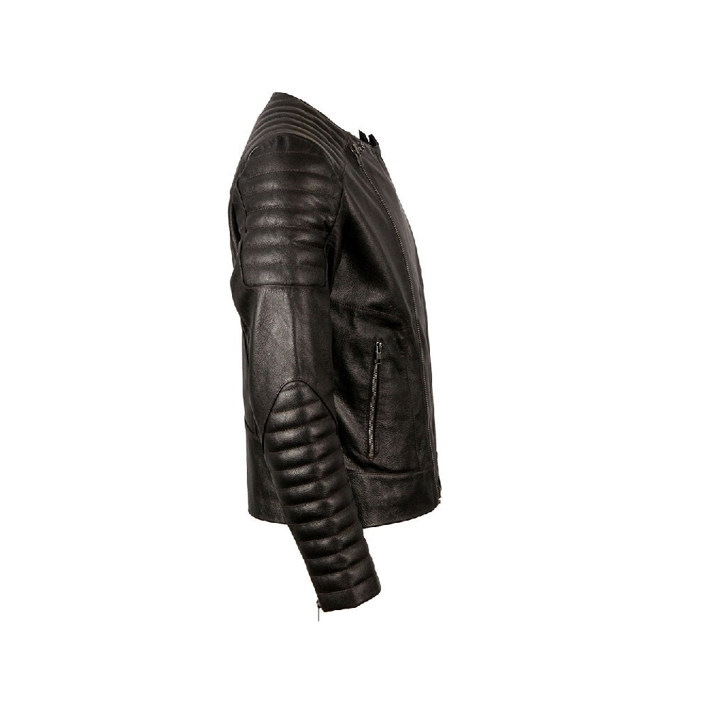 Men's Classic Black Leather Biker Jacket