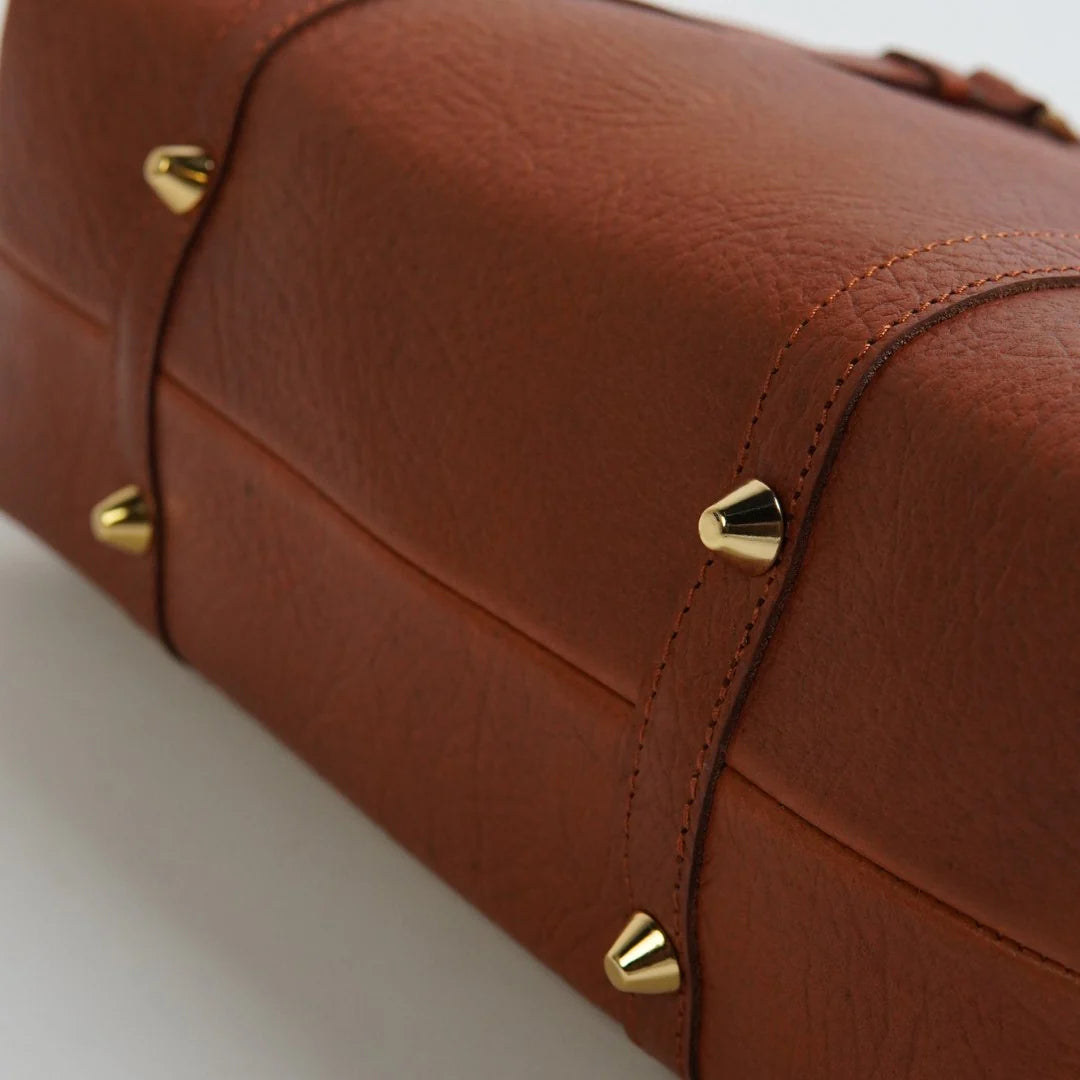 Tan Leather Smart Tote Bag