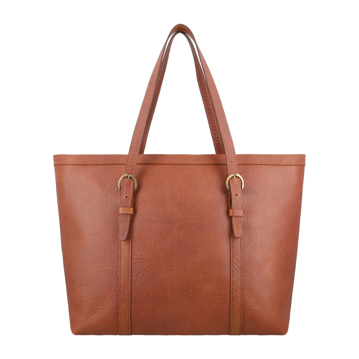 Tan Leather Smart Tote Bag