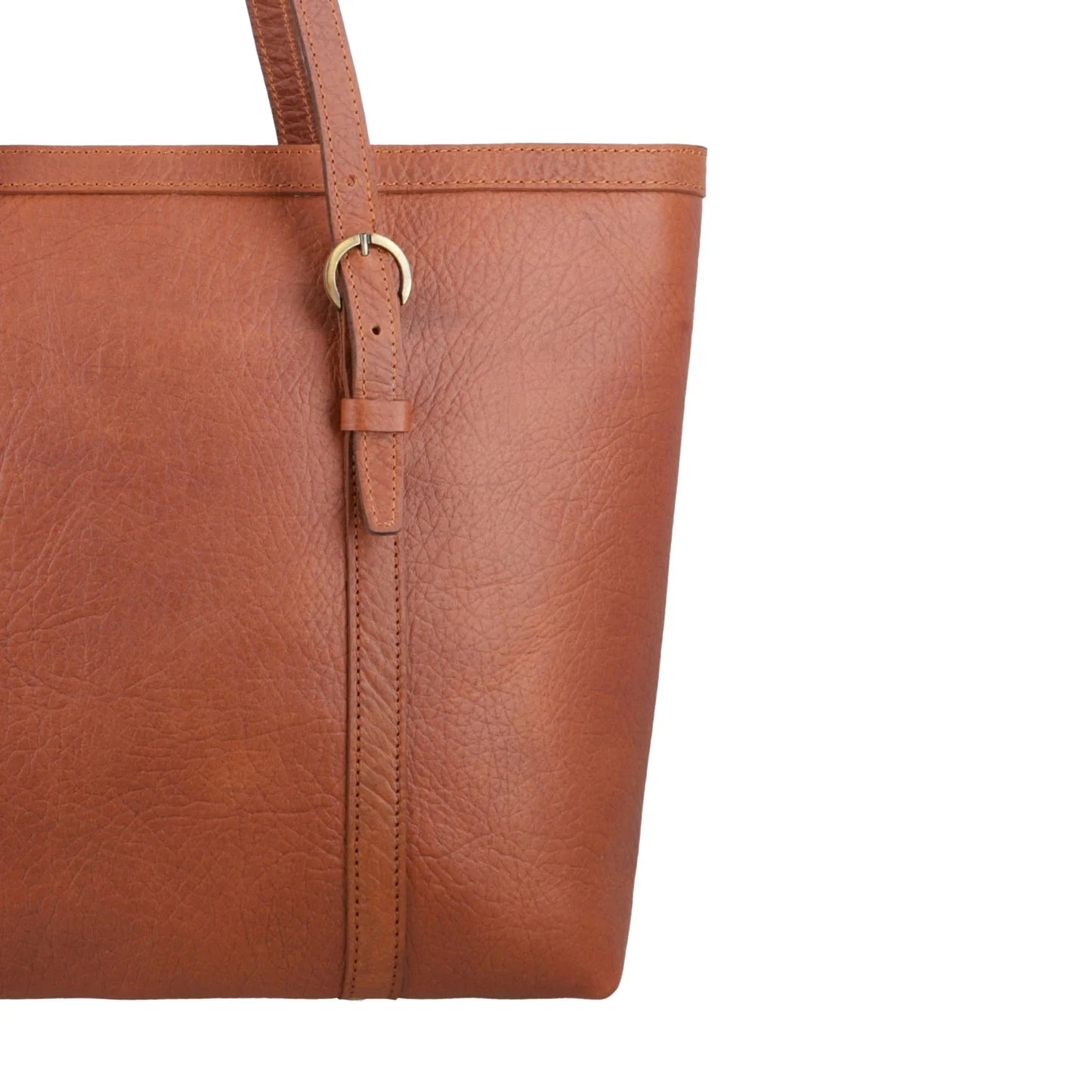 Tan Leather Smart Tote Bag