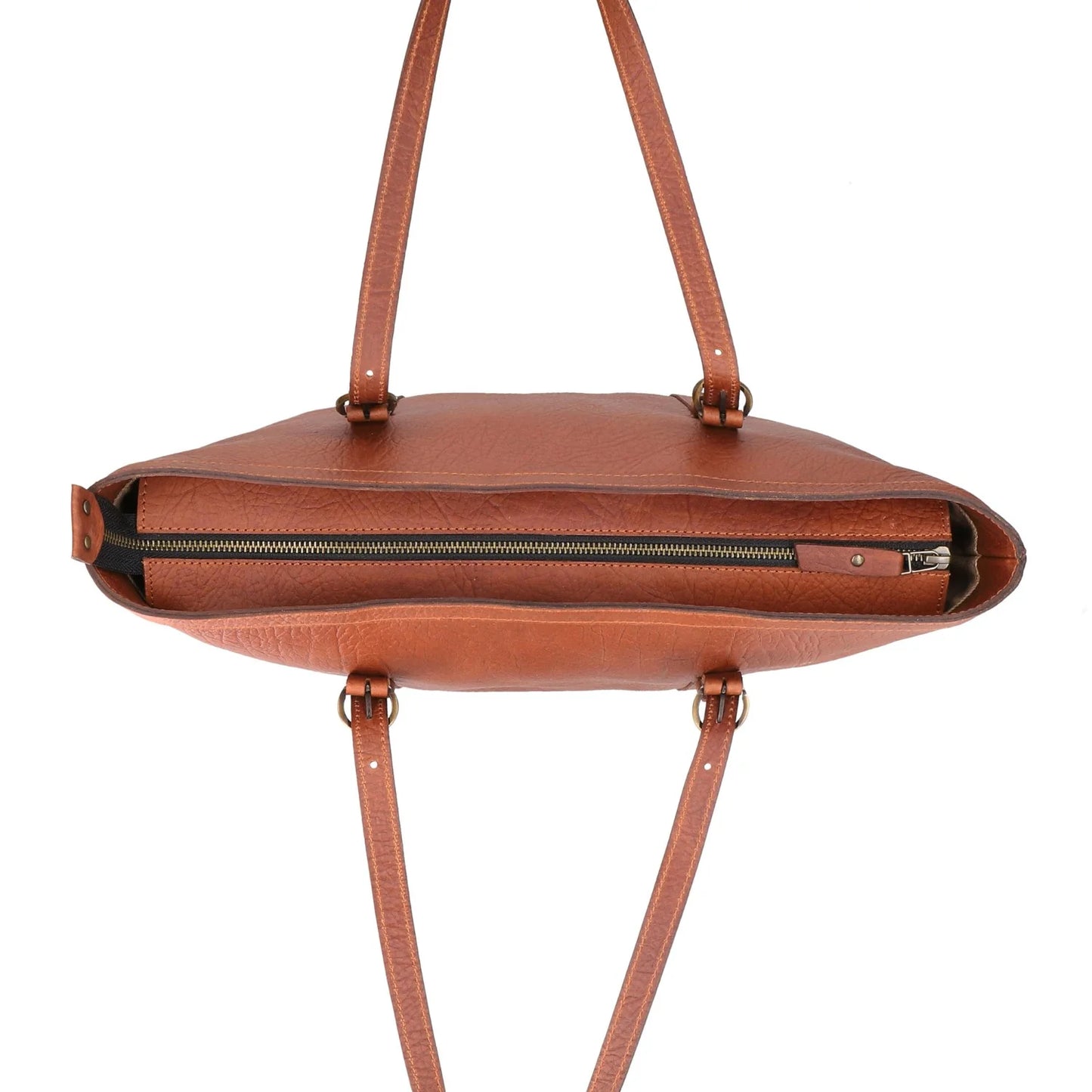 Tan Leather Smart Tote Bag