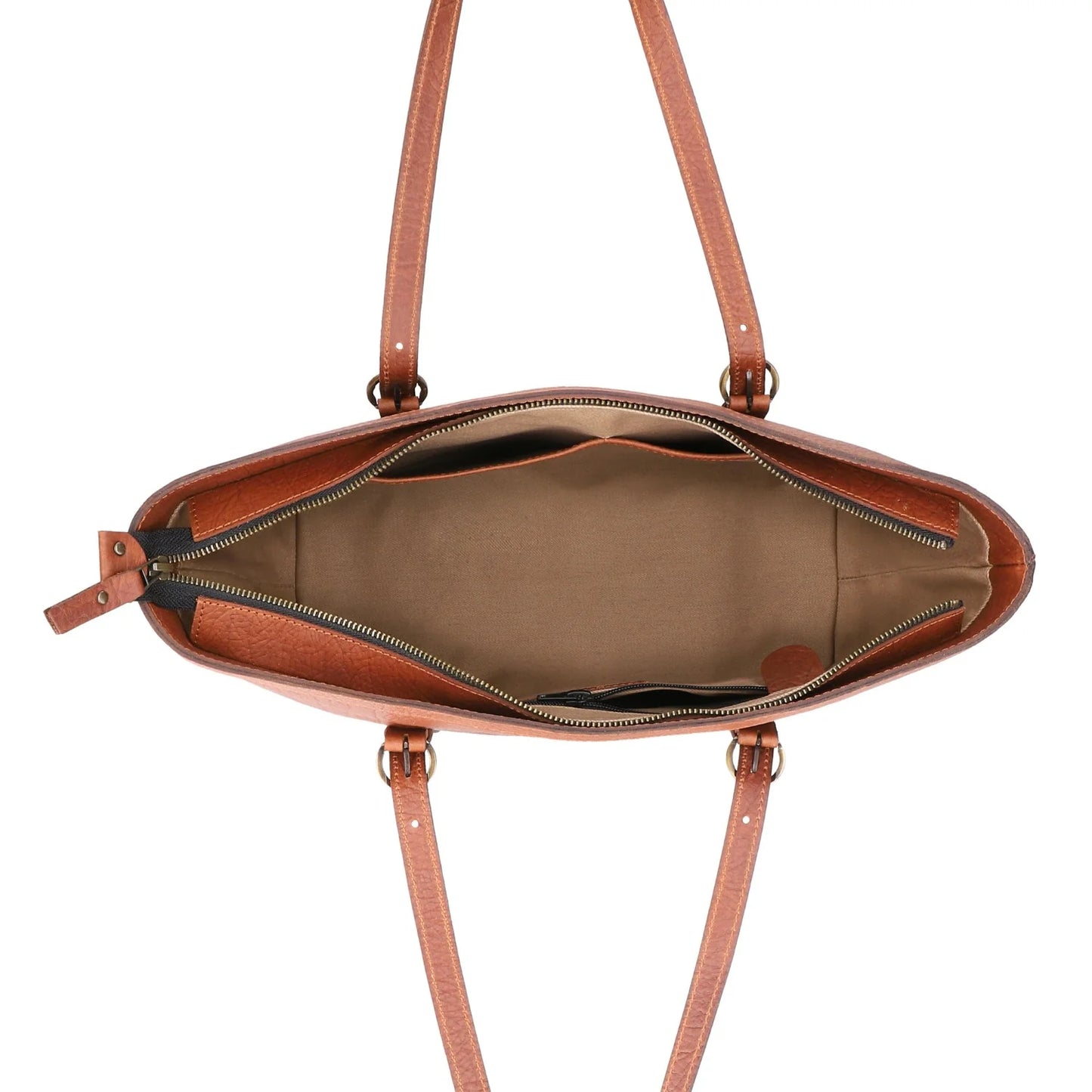 Tan Leather Smart Tote Bag