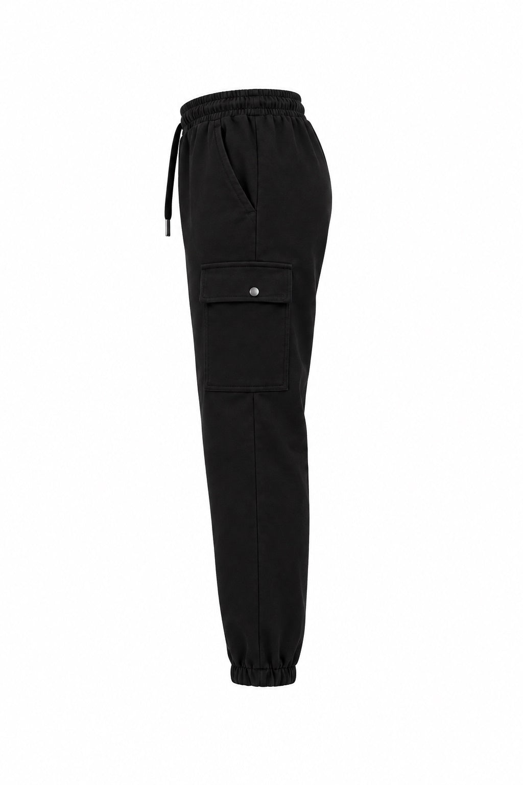 A model's lower body wearing sheer black tights and a black waistband, shown from the waist down against a plain white background.