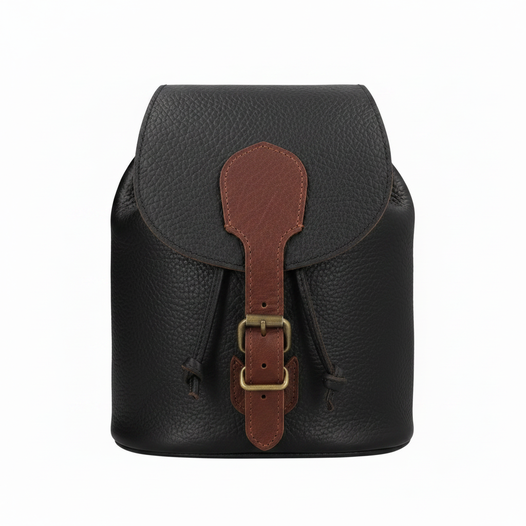 Black Buffalo Hide Mini Backpack — Same Texture