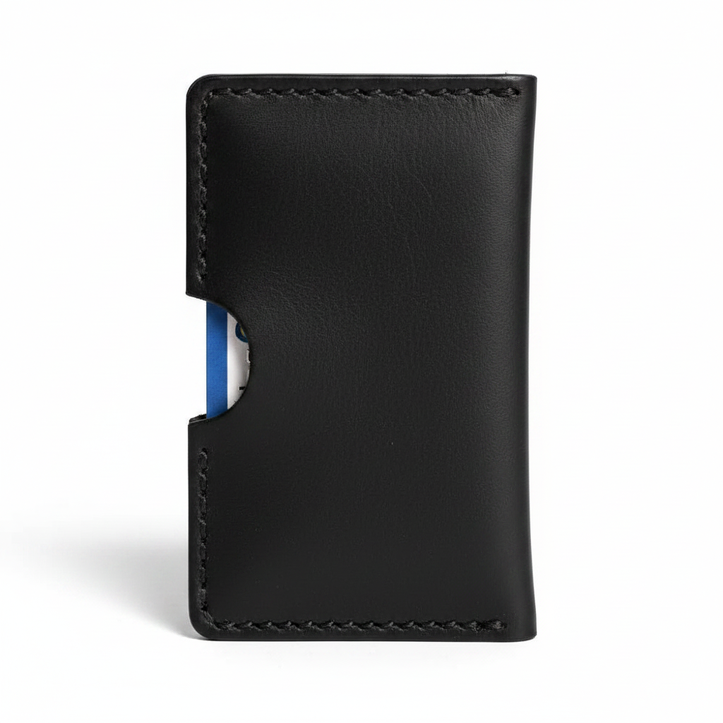 Black Leather Card Holder - Front View