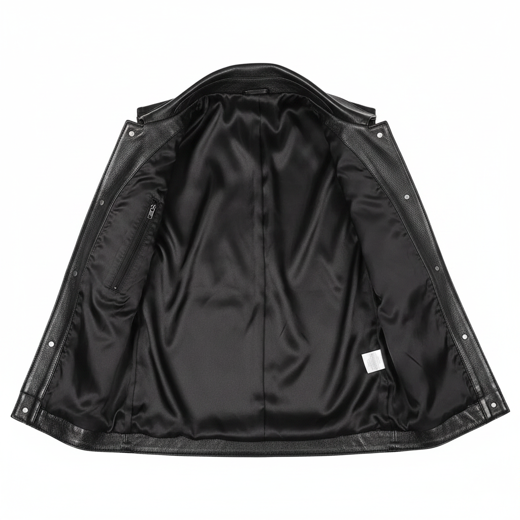 Black Leather Denim Vest Interior