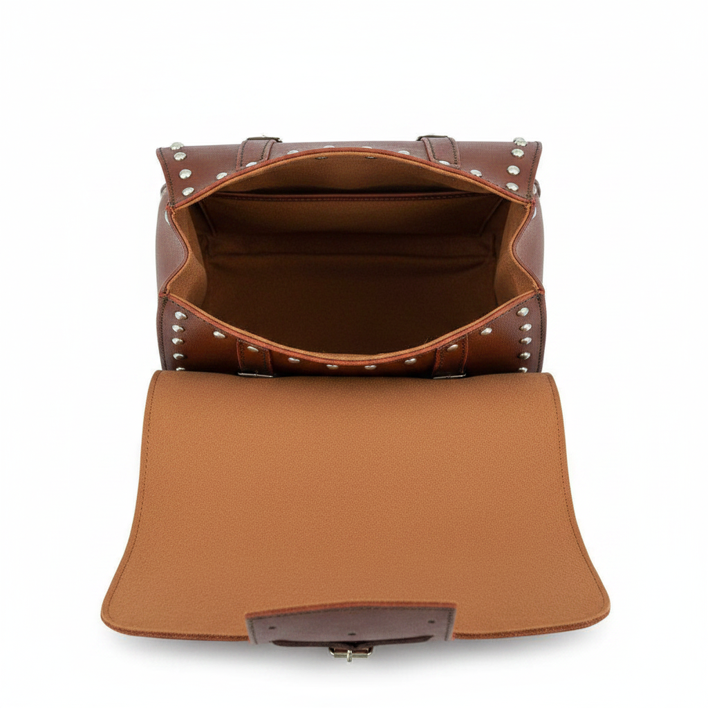 Brown Leather Saddlebag - Interior View