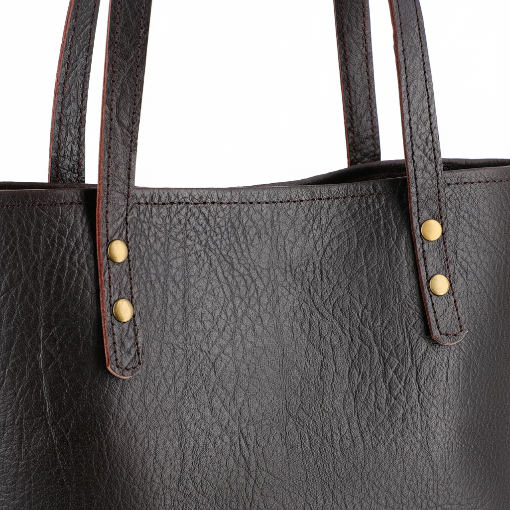 Dark Leather Tote Bag | Vegetable-Tanned Buffalo Hide