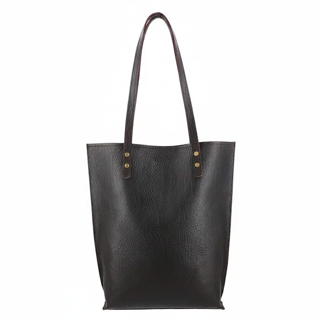 Dark Leather Tote Bag | Vegetable-Tanned Buffalo Hide
