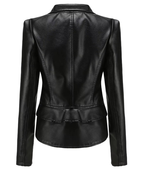 Women's quilted soft leather jacket – side view