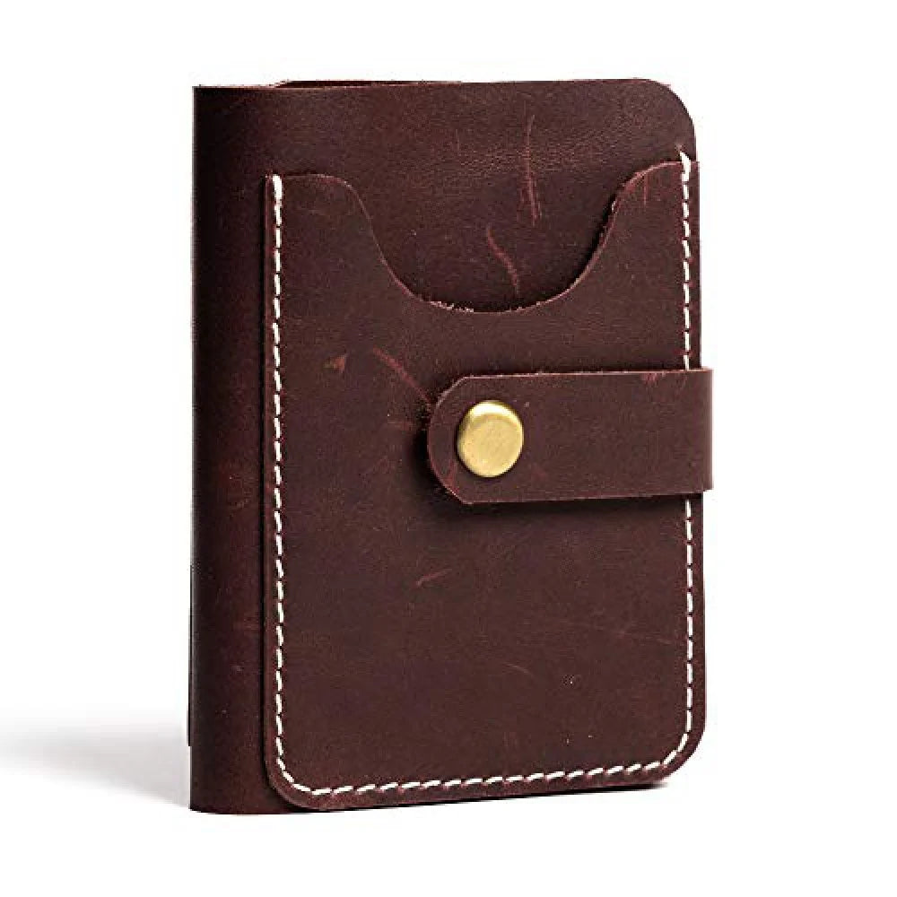 Men's Dark Brown Crazy Horse Leather Bifold Wallet