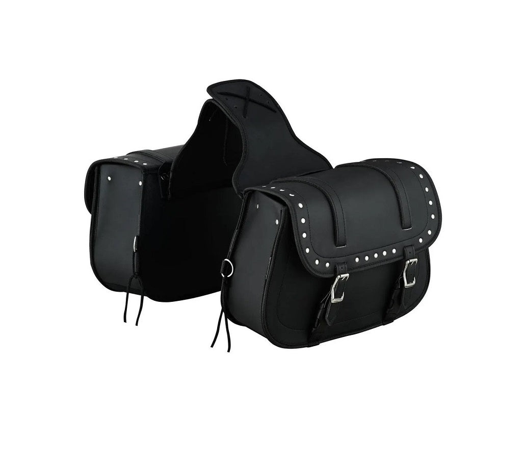LIKE LEATHER Universal Waterproof Motorbike Panniers and Saddlebags with Gun Holsters - Black