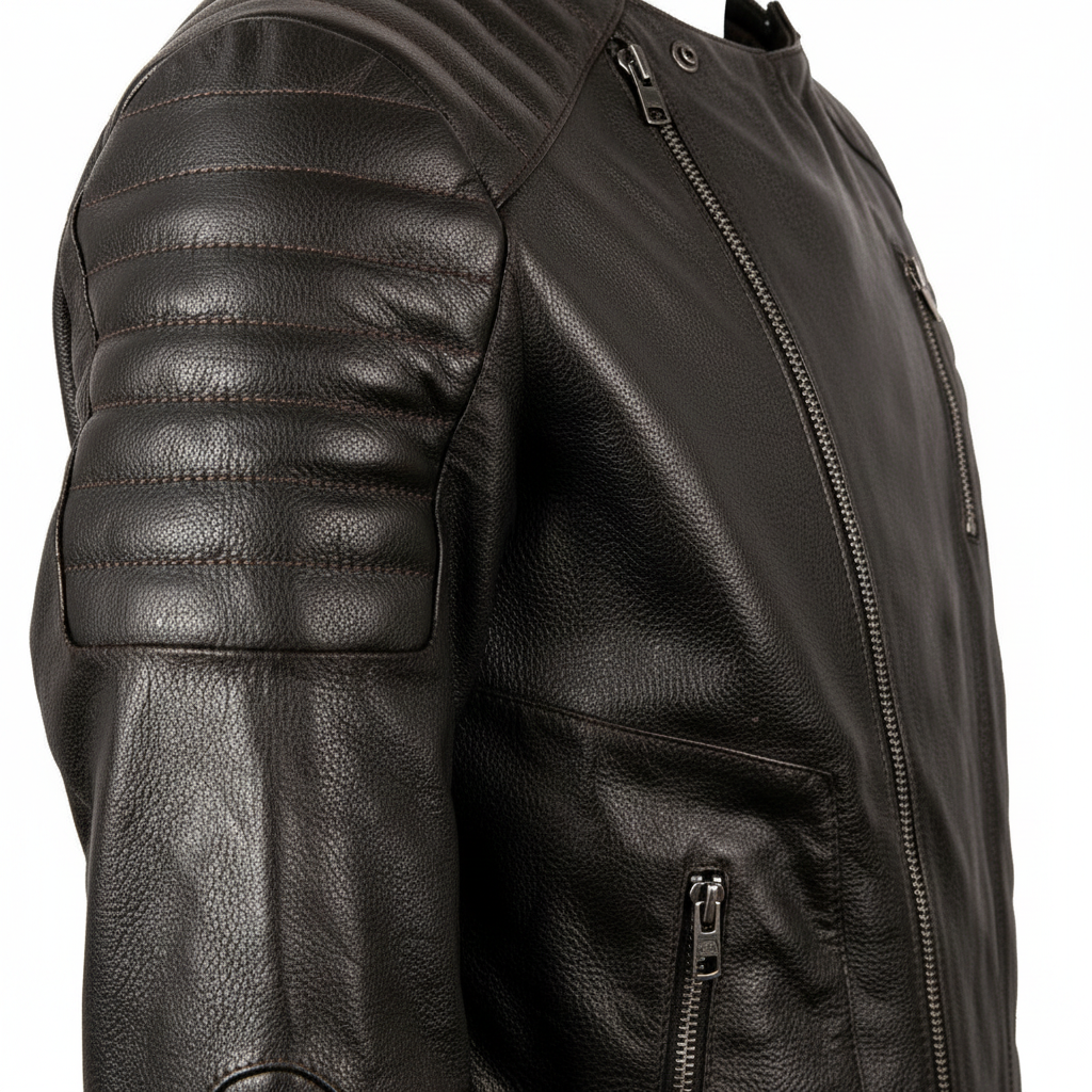Men's Biker Jacket Close-Up Detail