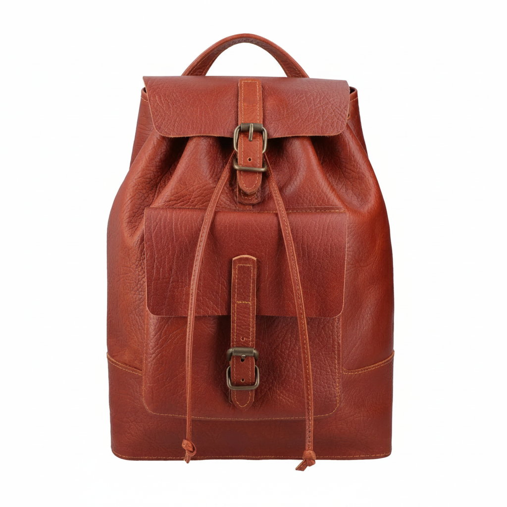 Rust Brown Leather Drifter Backpack | Vegetable-Tanned Buffalo Hide