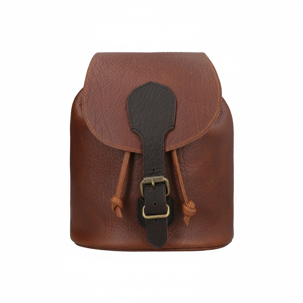 Rust Brown Leather Mini Backpack