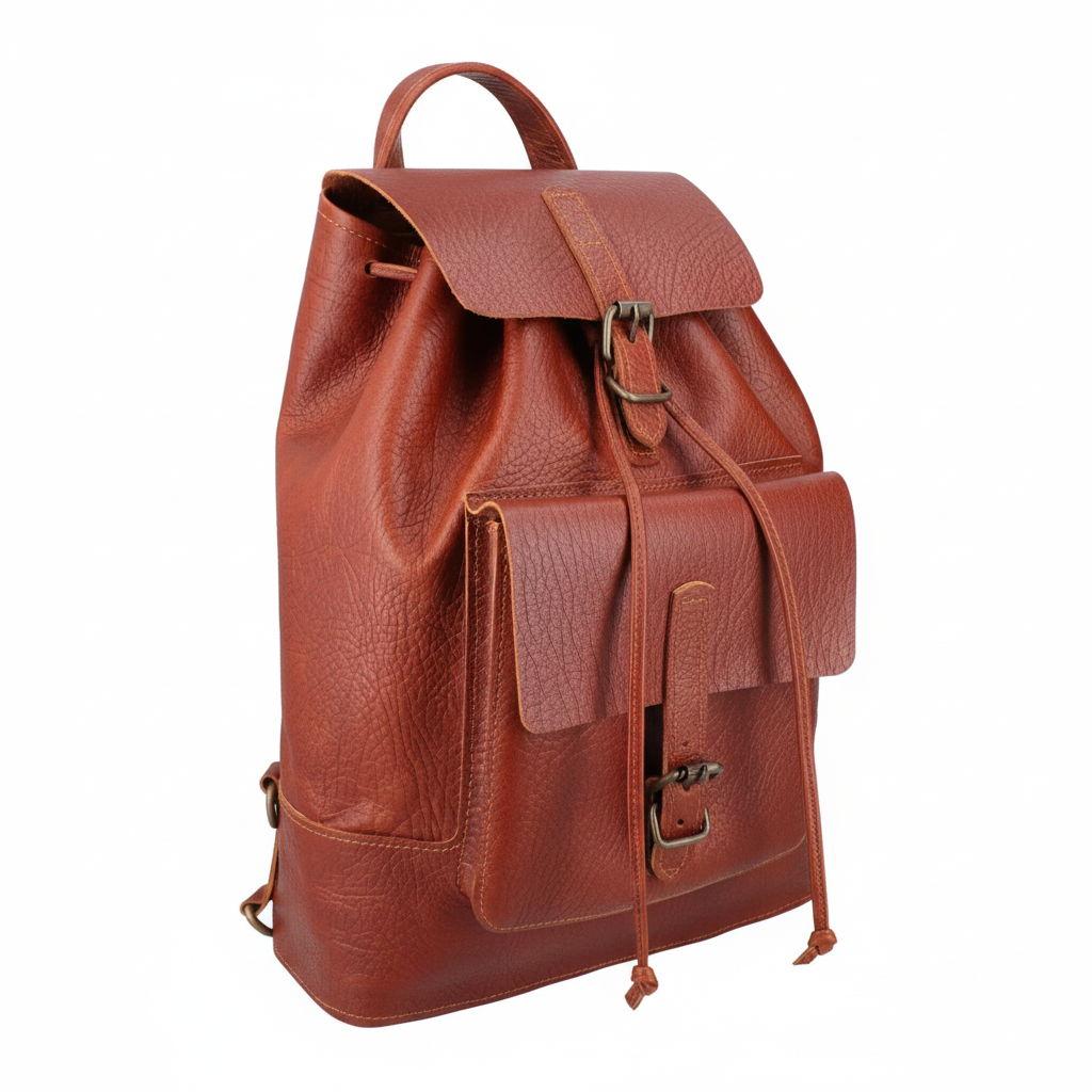 Rust Brown Leather Drifter Backpack | Vegetable-Tanned Buffalo Hide