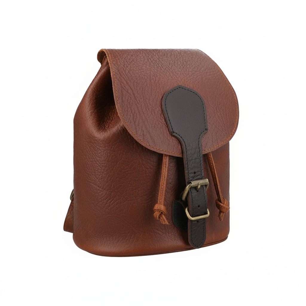 Rust Brown Leather Mini Backpack