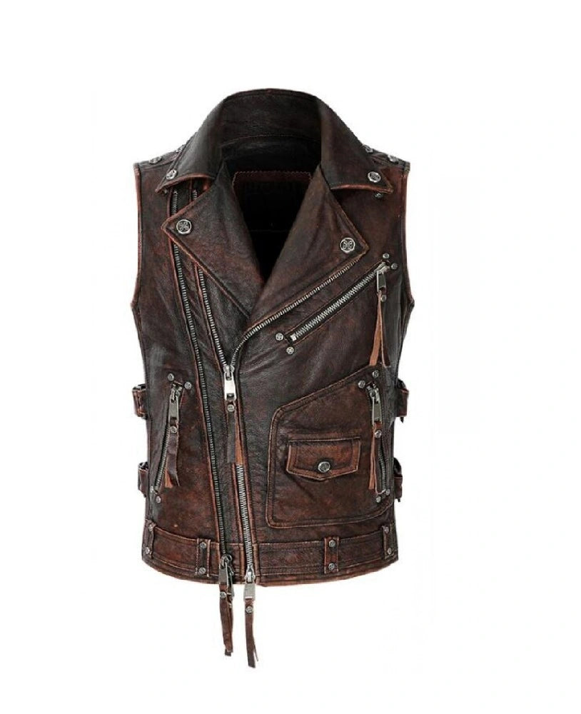 Rustler Distressed Leather Vest